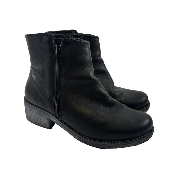 Naot Wander Ankle Boot Black Leather Bootie Water Resistant Zip Womens 38 US 7 - Picture 1 of 14